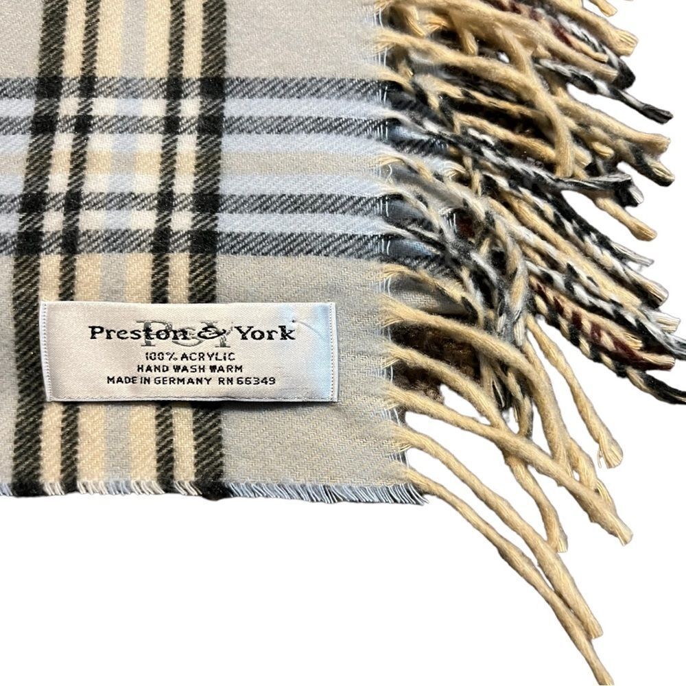 Made in Germany Preston & York Scarf Super Soft Fringe plaid blue/beige/black